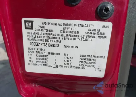 2005 Chevrolet Silverado 1500 Ls from USA, damaged, VIN 2GCEK13T351379308